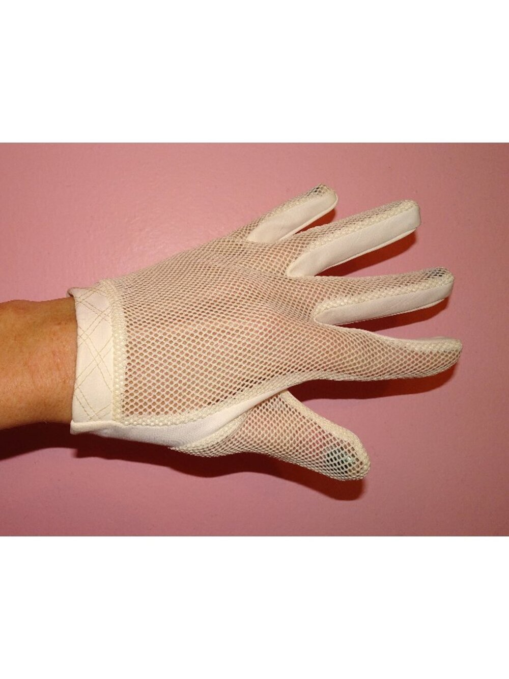 Vintage White Fishnet Formal Gloves S pinup retro rockabilly nylon